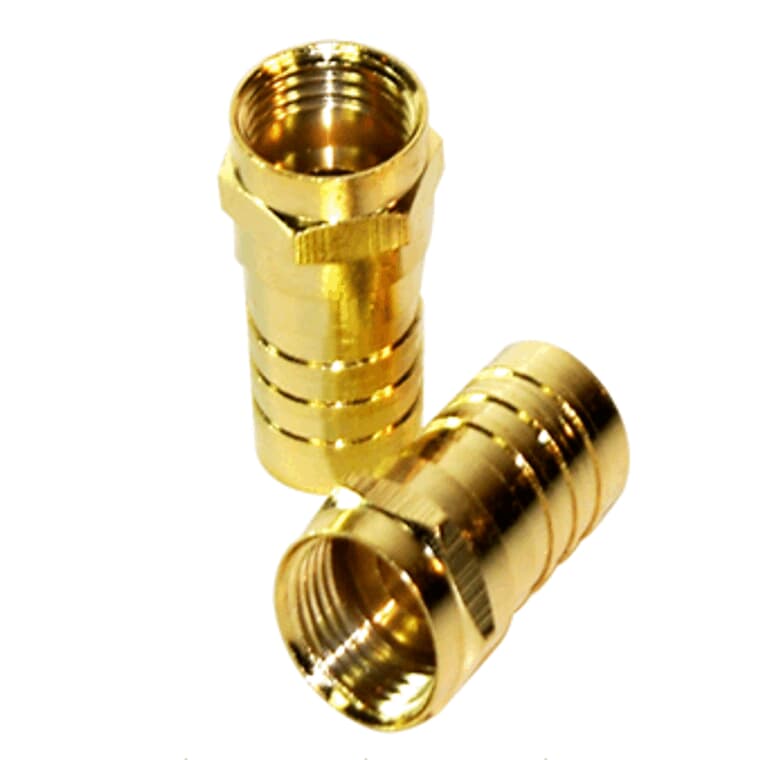 RG6 Coaxial Crimp-On Connectors - Gold Plated, 2 Pack