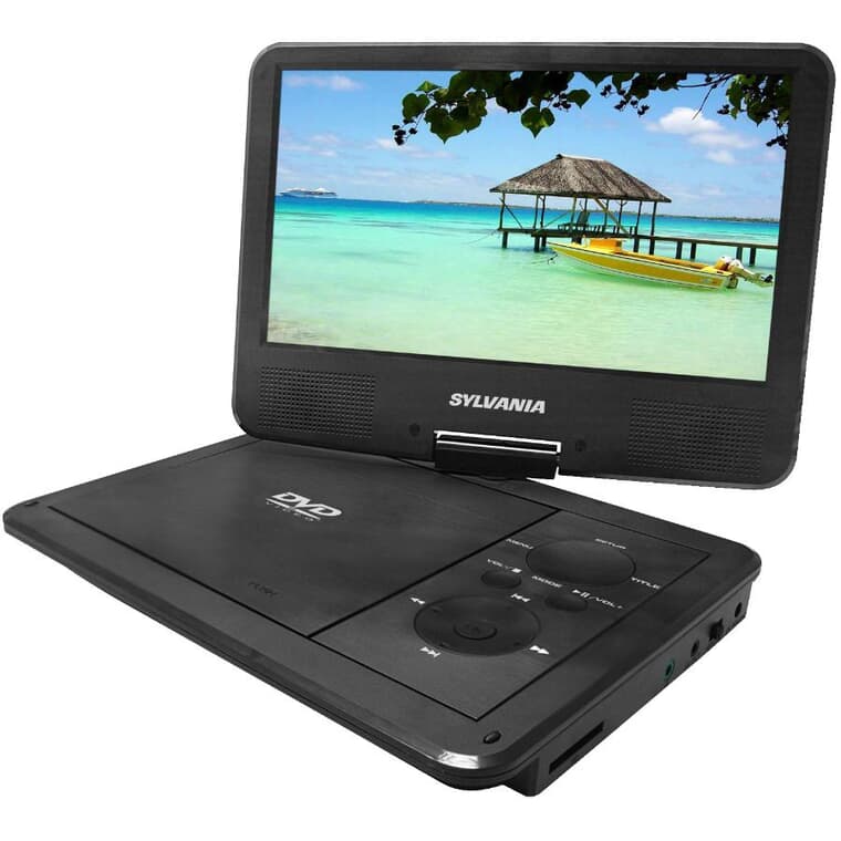 Lecteur DVD portatif avec écran pivotant de 9 po, port USB et lecteur de carte mémoire