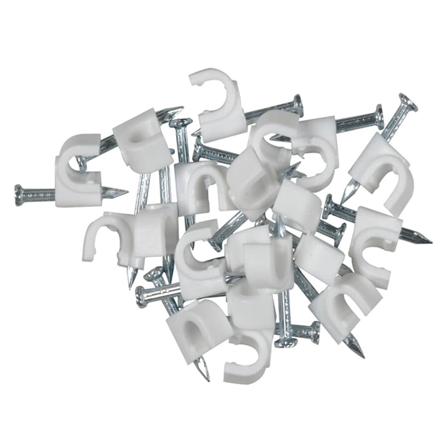 Coaxial Cable Clips With Fixing Nails Coax Satellite Wire Clips TV Aerial 10 mm 
