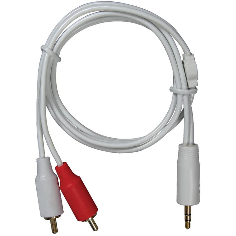 Câble adaptateur 0,9 m/3 pi, avec prise de première qualité de 3,5 mm, blanc