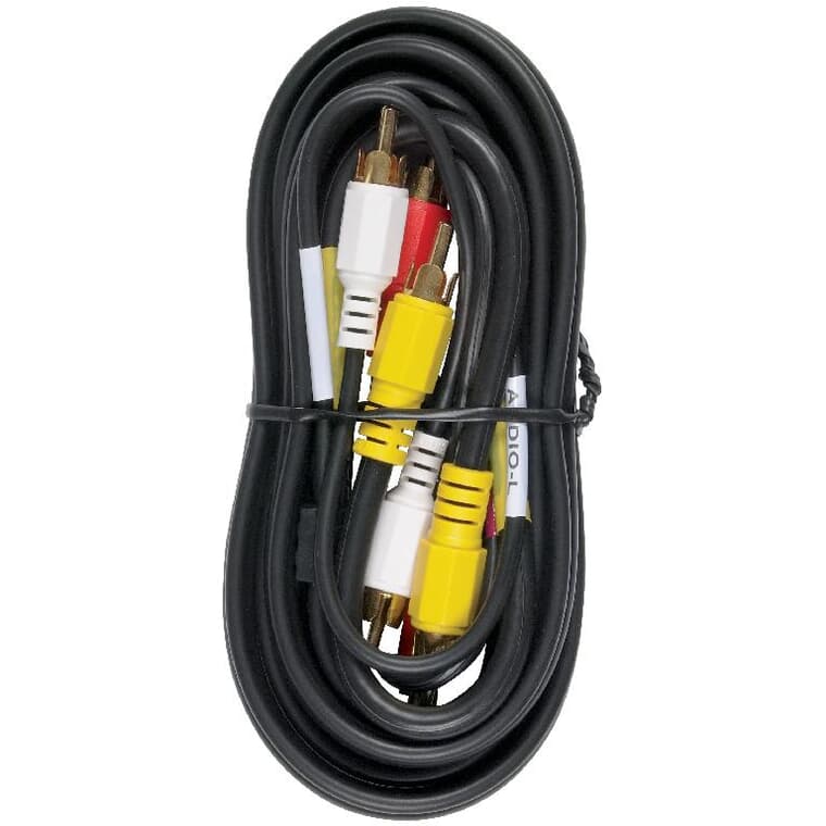 1.8M/6' Video and Stereo Audio Cable, with 3 RCA to 3 RCA Connectors
