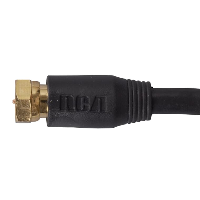 Câble coaxial RG6 pour l'intérieur ou l'extérieur avec connecteur de 0,9 m/3 pi, noir