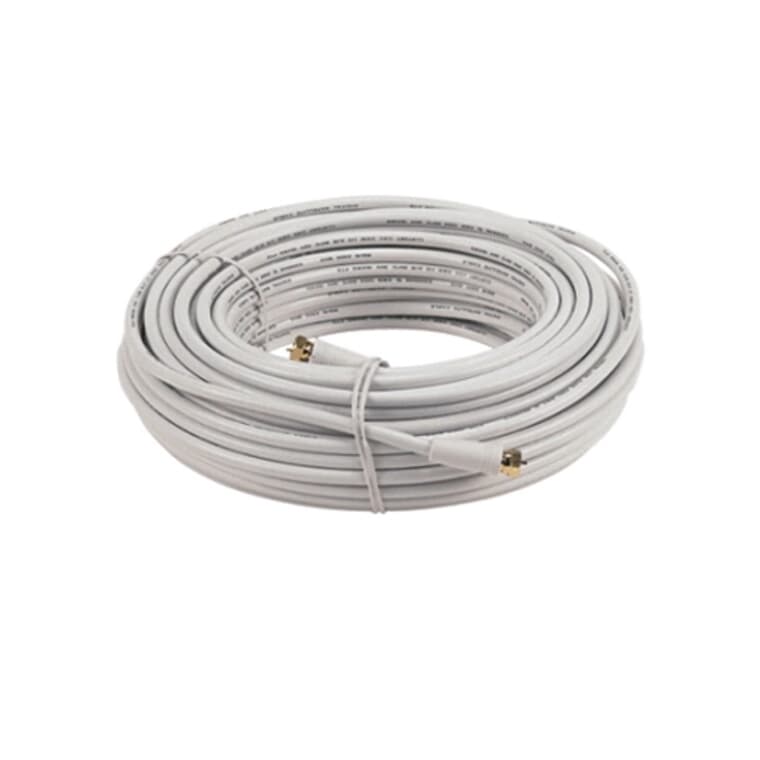 Câble coaxial RG6 de 15,2 m/50 pi pour l'intérieur et l'extérieur, blanc