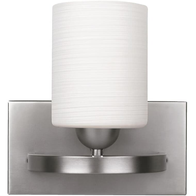Hampton Wall Light Fixture - Brushed Pewter with Line Painted Glass
