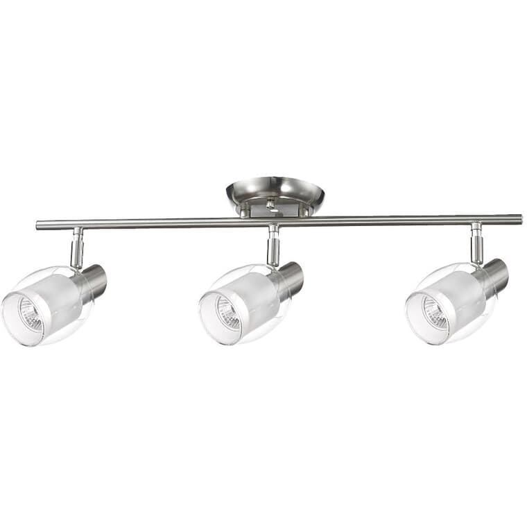 Salem 3 Light Linear Track Light Fixture - Satin Nickel with Clear Frosted Glass