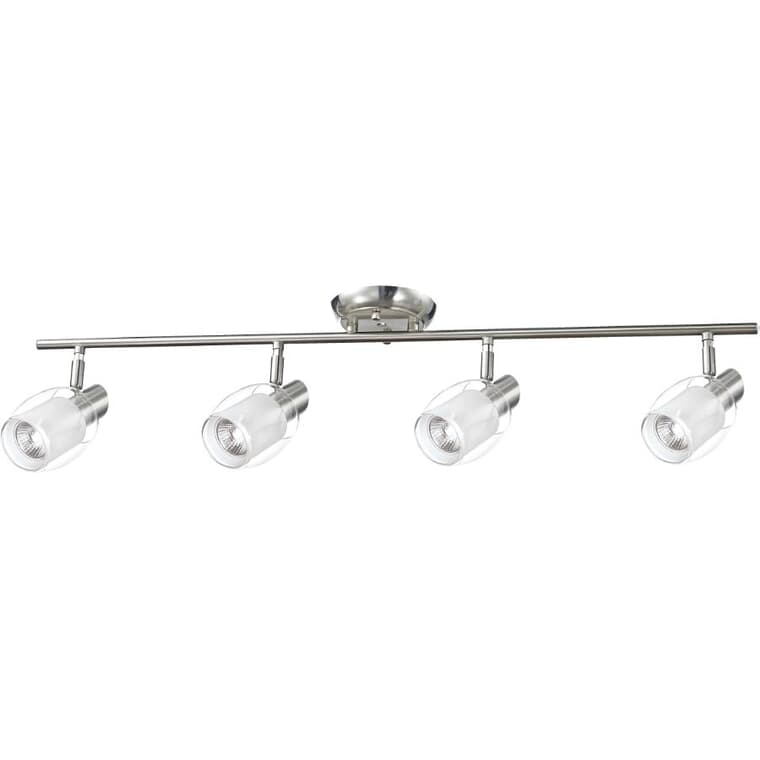 Salem 4 Light Track Light Fixture - Satin Nickel with Clear Frosted Glass