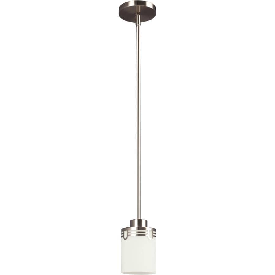 GALAXY:Aurora Pendant Light Fixture - Brushed Nickel with White Glass