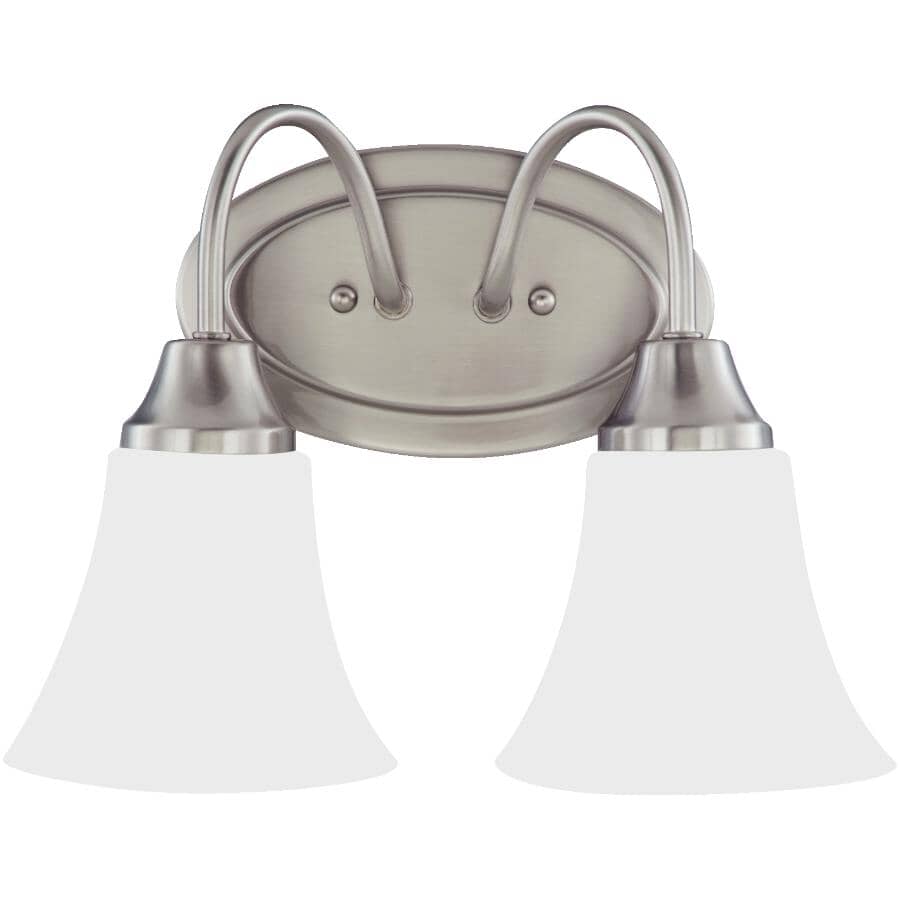SEA GULL:Holman 2 Light Vanity Light Fixture - Brushed Nickel  and Satin Etched Glass