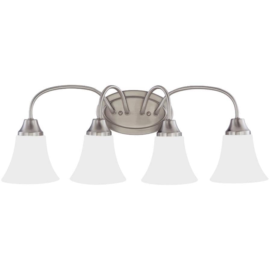 SEA GULL:Holman 4 Light Vanity Light Fixture - Brushed Nickel  and Satin Etched Glass