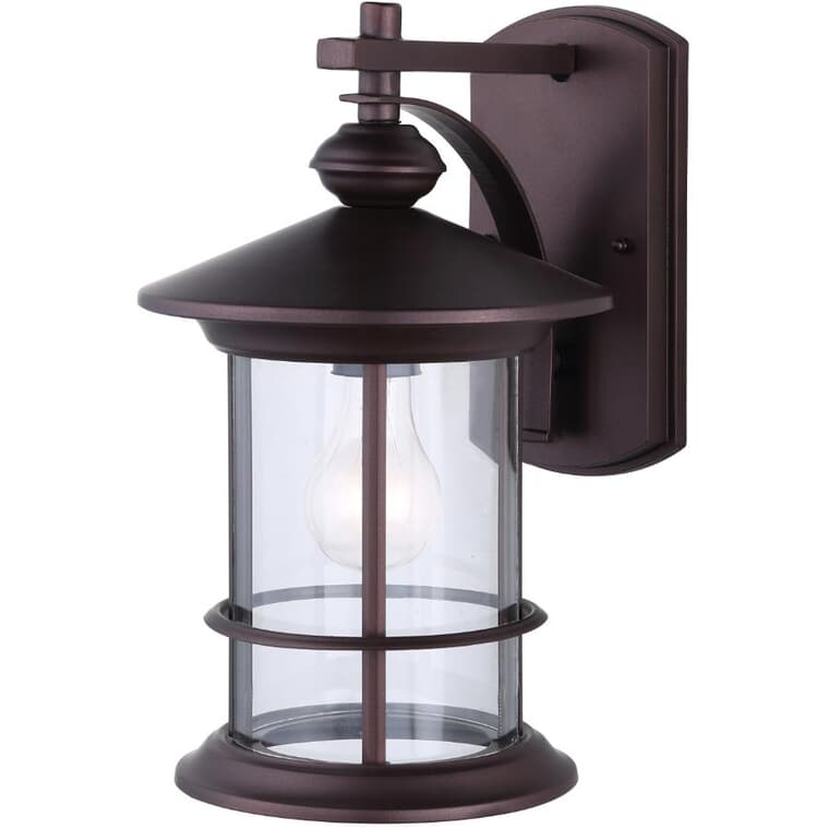 Lanterne cochère d'extérieur Treehouse orientée vers le bas, bronze huilé avec verre transparent, 14-1/4 po