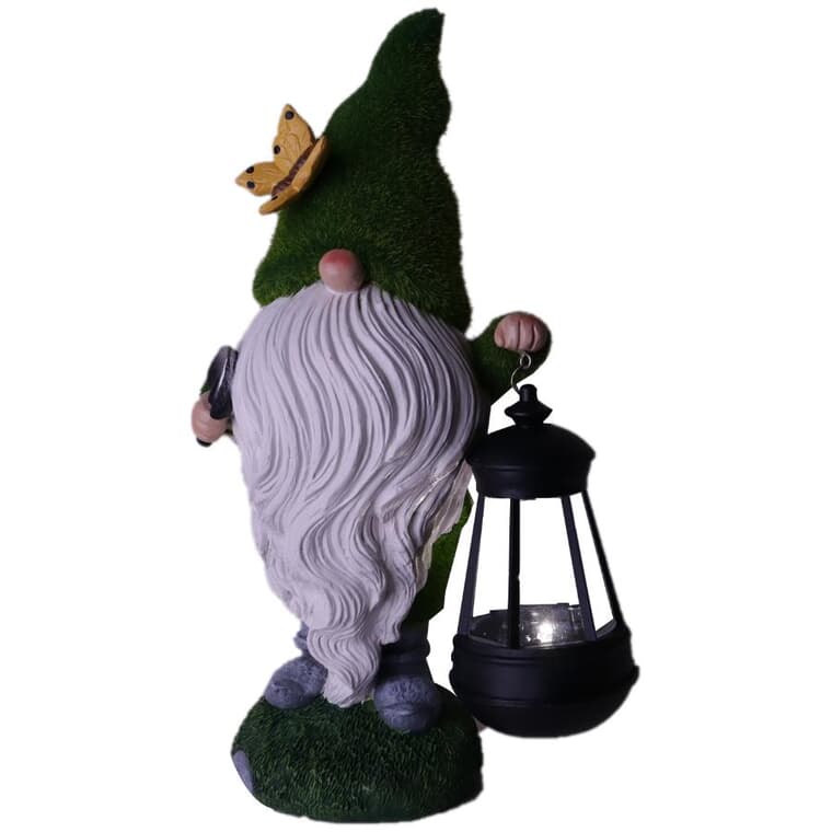 Gnome Solar Garden Statue with Lantern - 12"