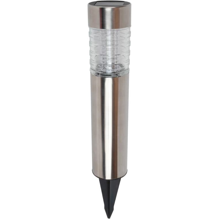 Solar Stainless Steel with Ribbed Glass Bollard Path Marker Light