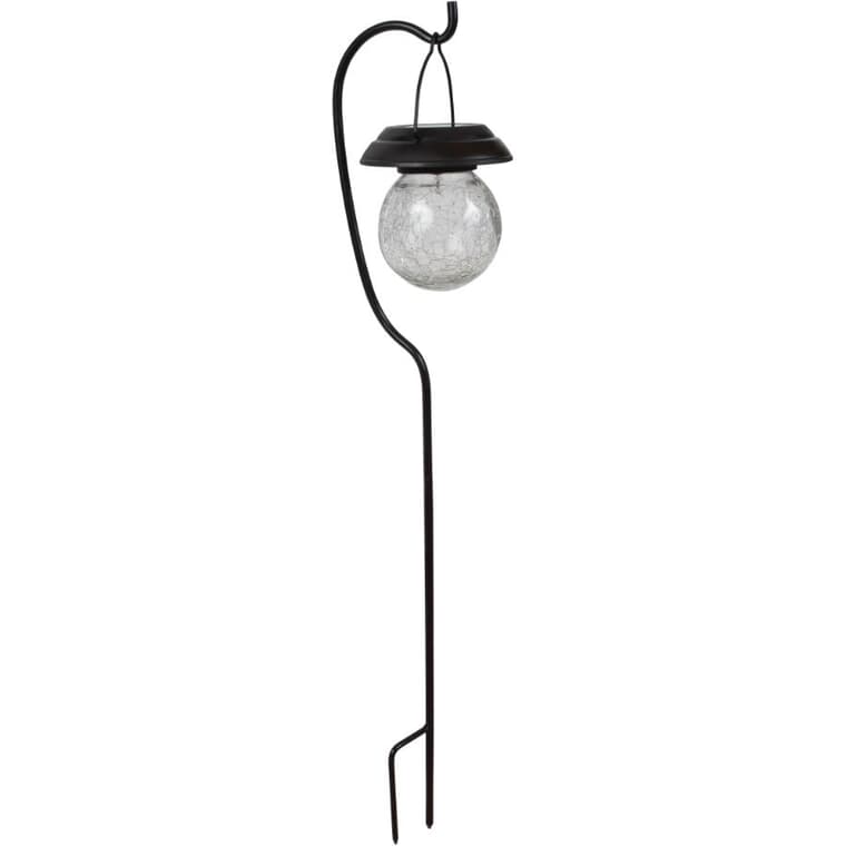 Lampe solaire en forme de pot en verre craquelé pour suspendre ou mettre sur une table