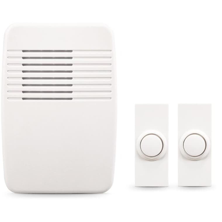 Wireless Plug-In Doorbell with 2 Push Buttons - White
