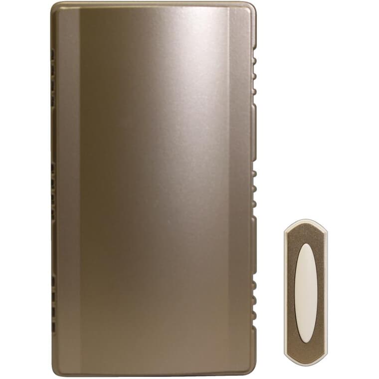 Wireless Battery Operated Doorbell - with Push Button, Smooth Satin Nickel