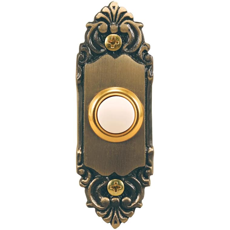Wired LED Push Button Doorbell - Recessed, Antique Brass