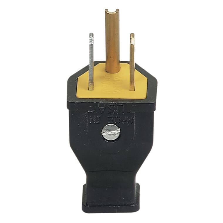 3 Wire 15 Amp 125V Black Electrical Plug