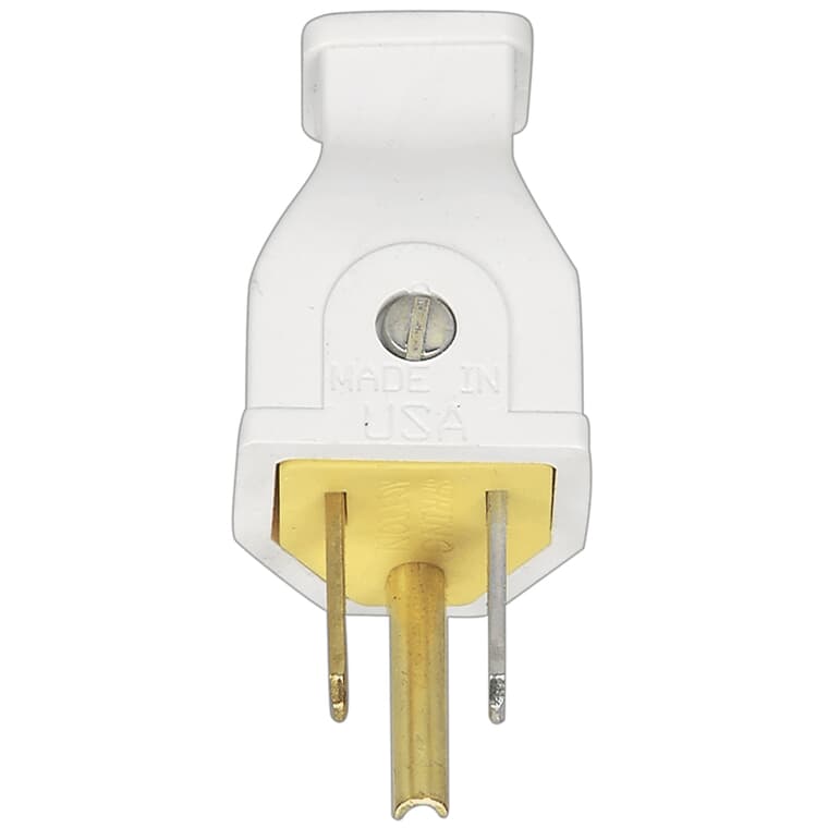 3 Wire 15 Amp 125V White Electrical Plug