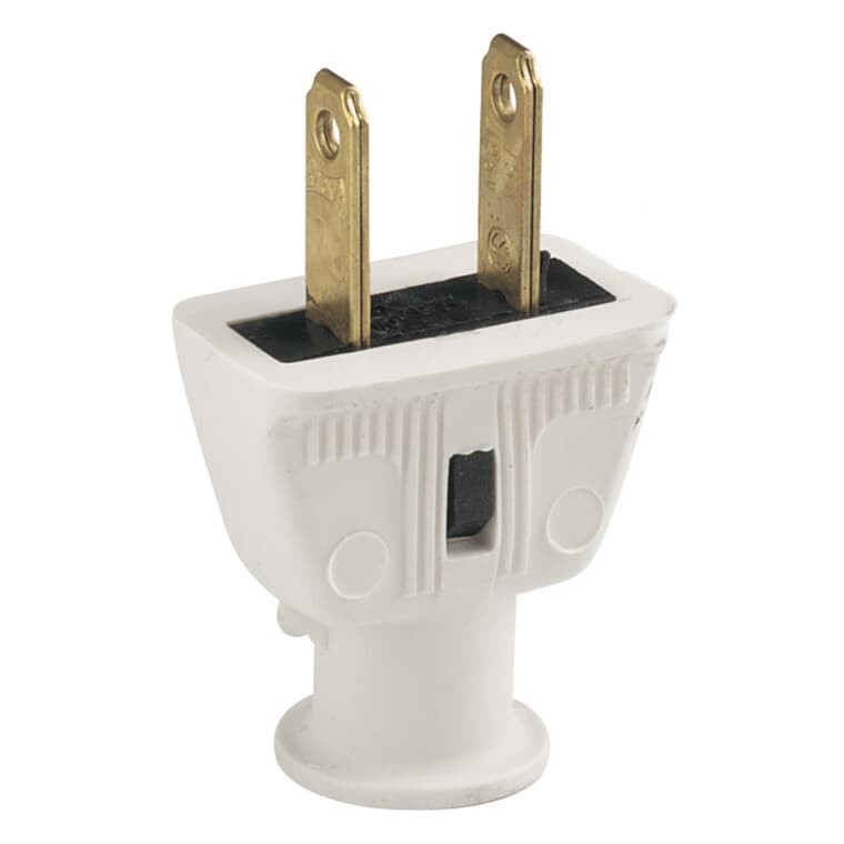 2 Wire 15 Amp 125V White Rubber Electrical Plug