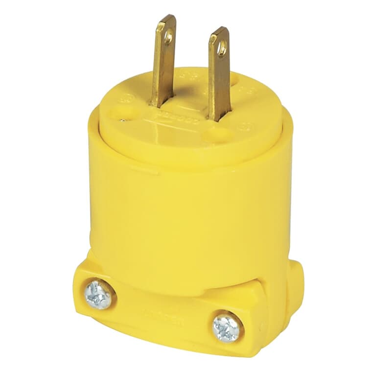 2 Wire 15 Amp 125V Yellow Electrical Plug