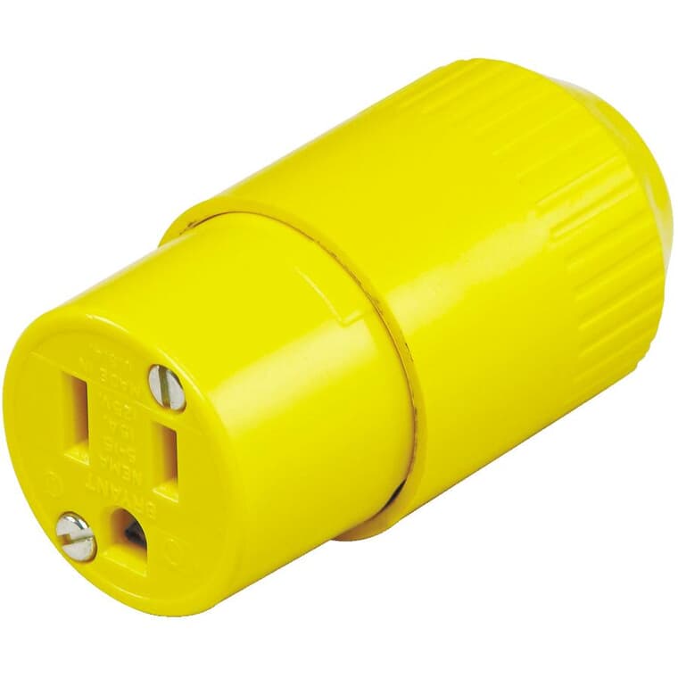 Connecteur électrique trifilaire de 15 A et 125 V, jaune