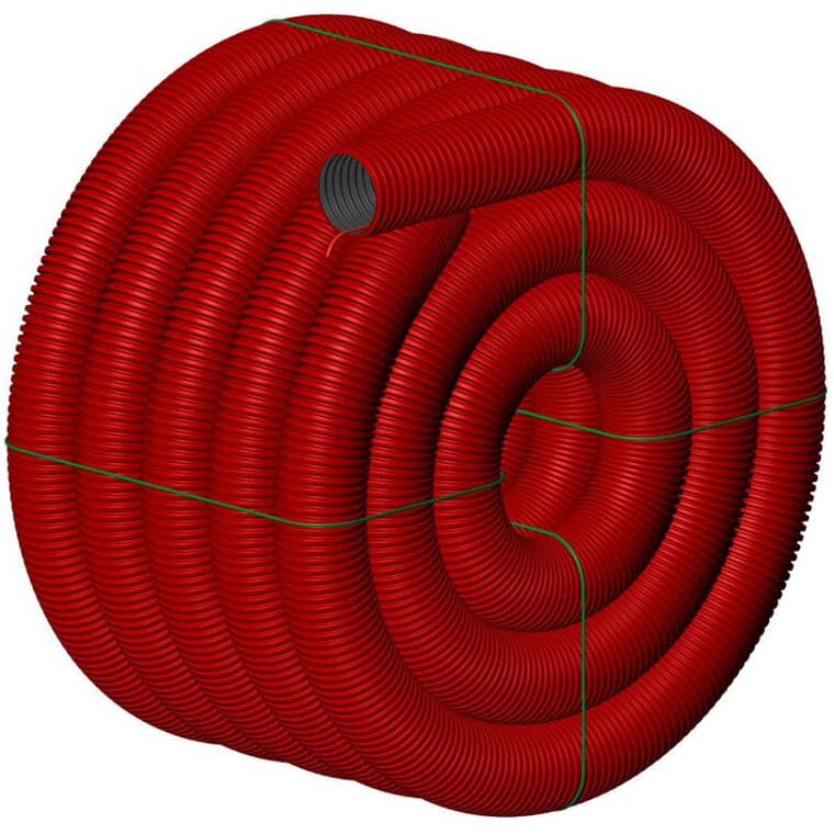 4" x 100' Corrugated Pipe for Wire Duct - Red