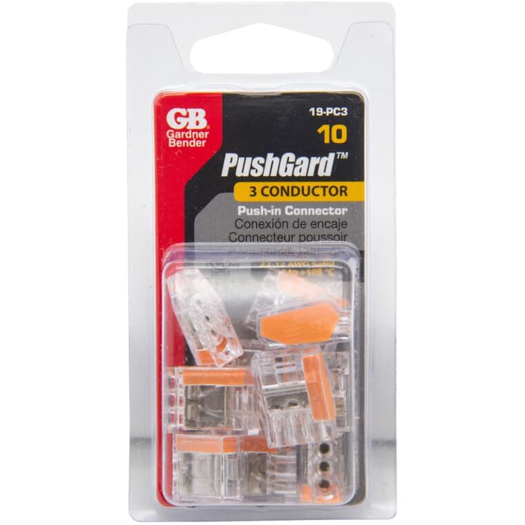 10 Pack 3 Port Push-In Wire Connectors