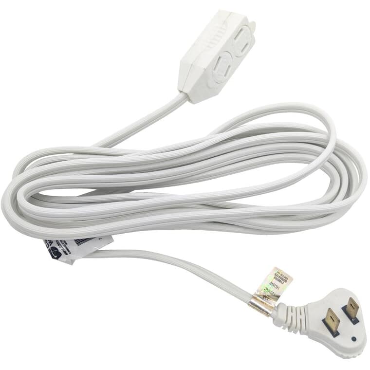 3 Outlet Flat Plug Indoor Extension Cord - White, 12'