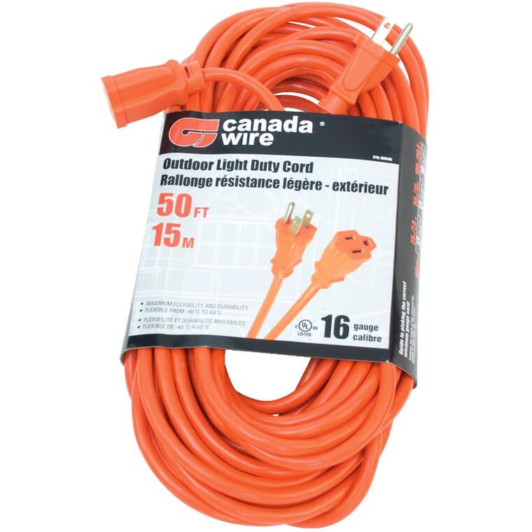 SJTW Light Duty Outdoor Extension Cord - Orange, 50'