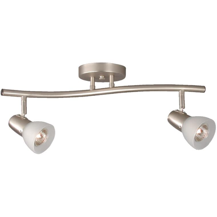 Luna 2 Light Track Light Fixture - Brushed Nickel with Frosted Glass