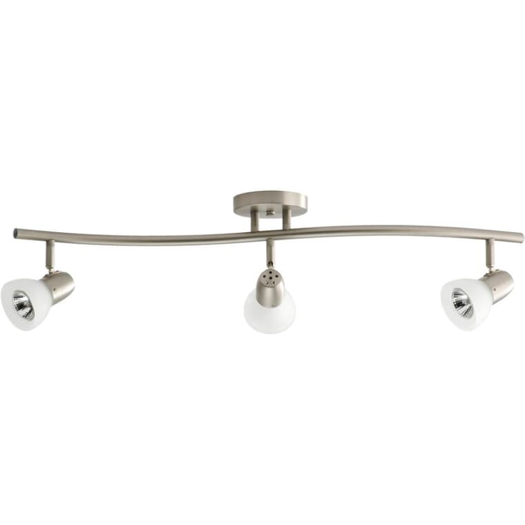 Luna 3 Light Track Light Fixture - Brushed Nickel with Frosted Glass