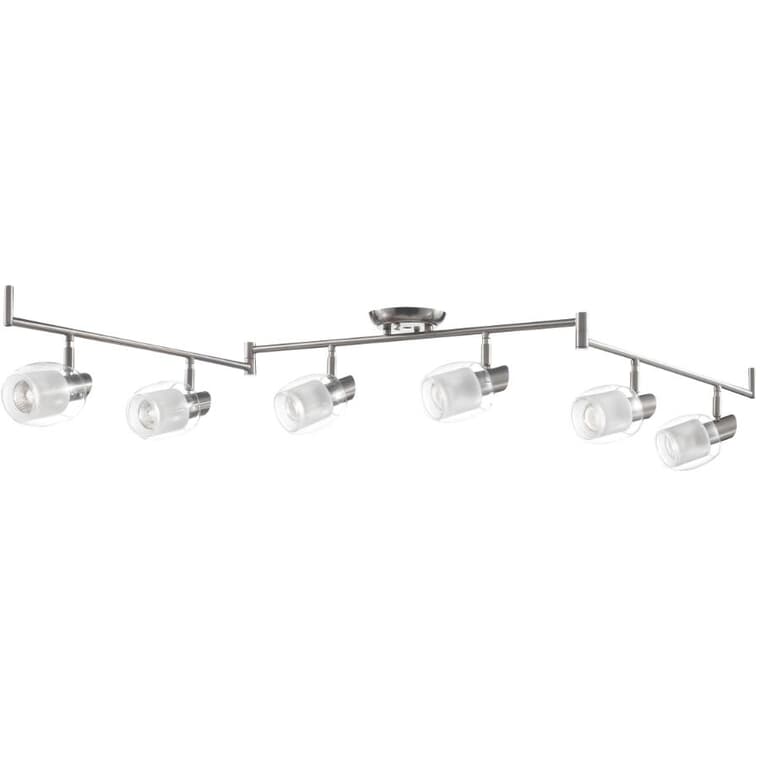 Salem 6 Light Track Light Fixture - Satin Nickel with Clear Frosted Glass