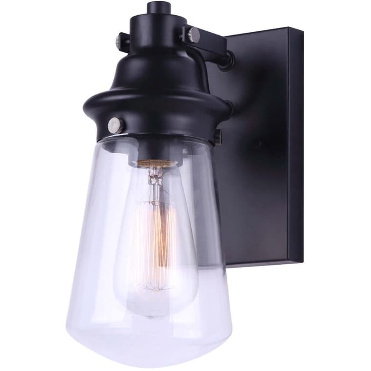Korber Outdoor Downward Wall Light Fixture - Matte Black with Clear Glass, 10-1/2"
