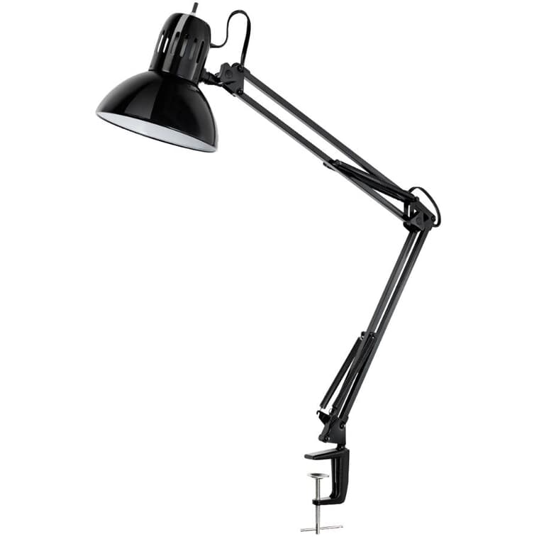 Black Clamp On Desk Lamp with Swing Arm