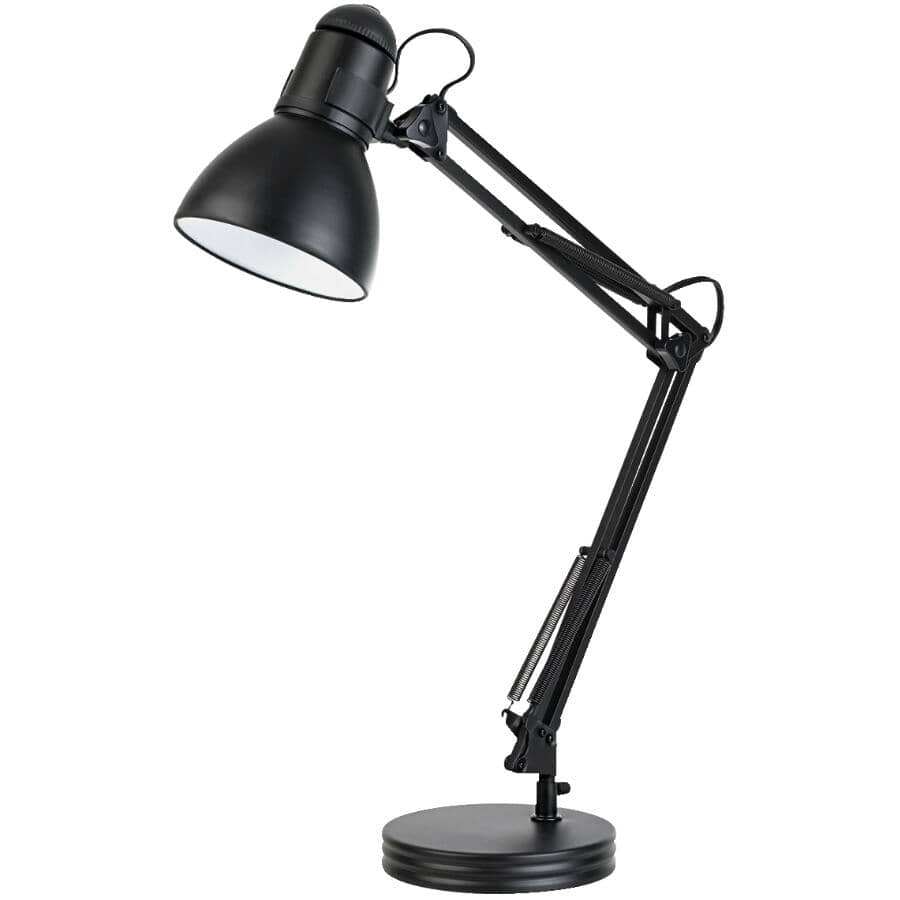 GLOBE ELECTRIC:Black Desk Lamp with Swing Arm