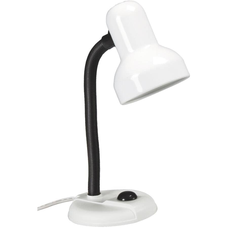 CLASSIC:16" White Gooseneck Desk Lamp