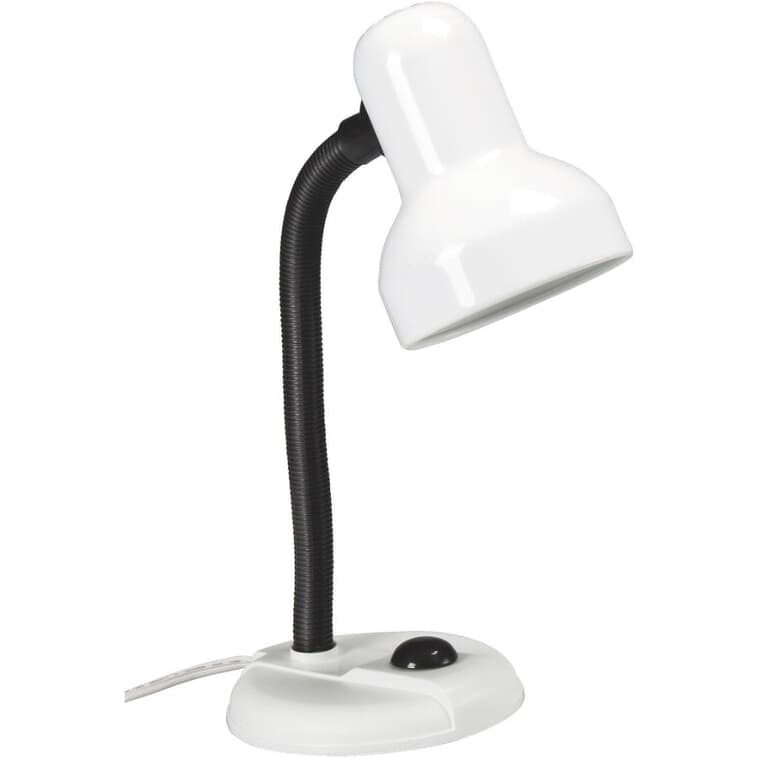 16" White Gooseneck Desk Lamp