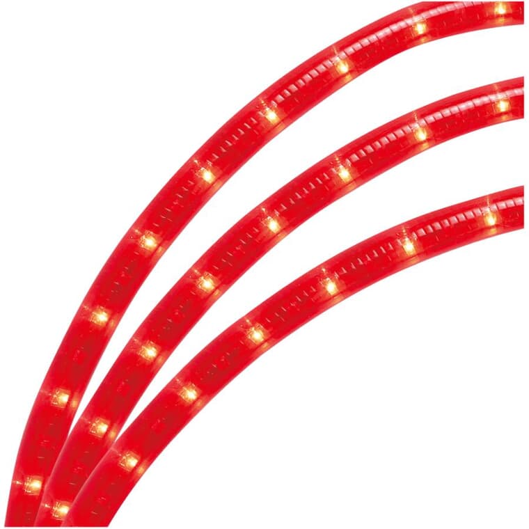 Cordon lumineux rond incandescent pour l'intérieur ou l'extérieur, rouge, 15 pi
