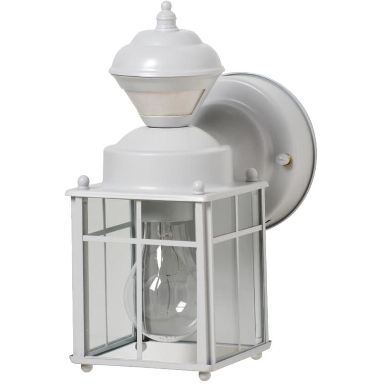 Bayside Mission Style Outdoor Coach Light Fixture with 150 Degree Motion Sensor - White
