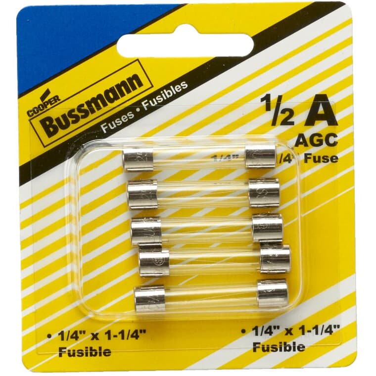 1/2 Amp Fast Act Glass Fuses - 5 Pack