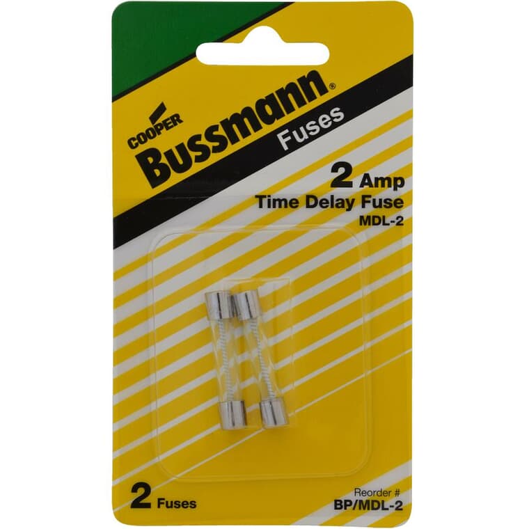 2 Amp Time-Delay Glass Fuses - 2 Pack