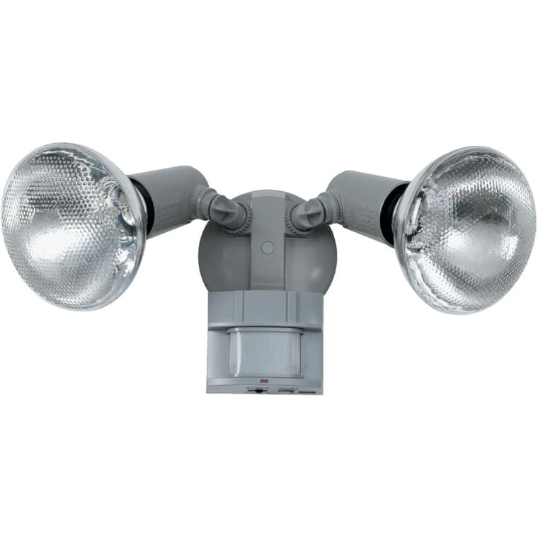 Luminaire de sécurité à 2 lampes, avec détecteur de mouvement à 150 degrés, gris, 150 W