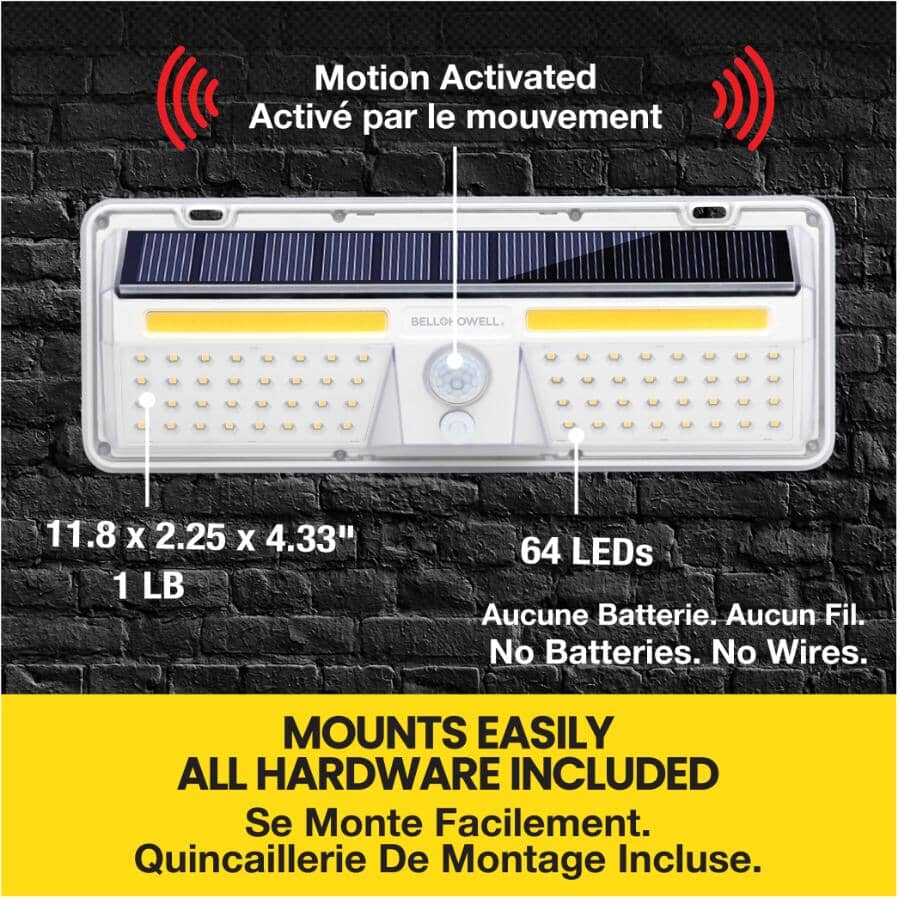 BELL & HOWELL Bionic Wall Light XL Solar Powered Motion Sensor Security ...