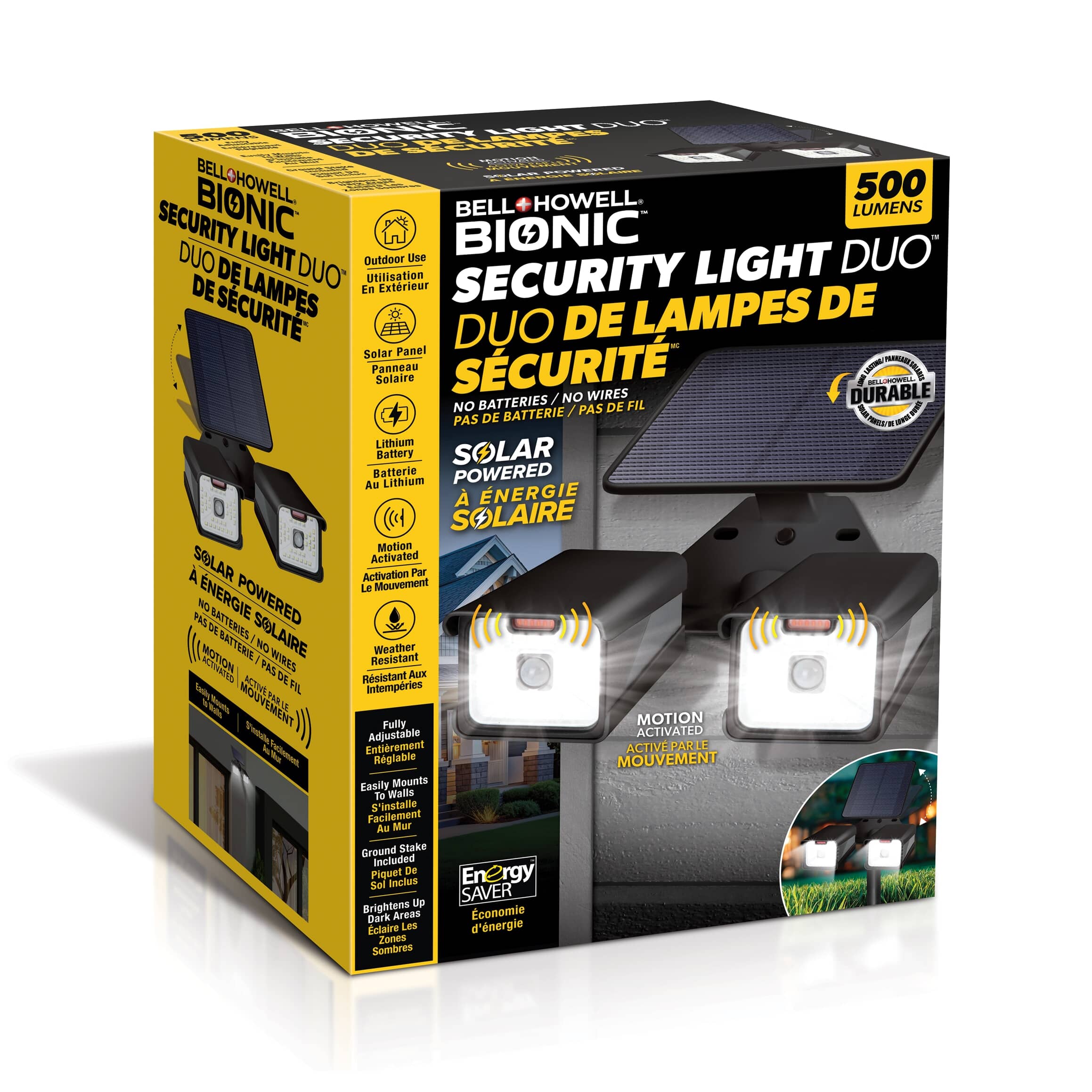 BELL & HOWELL Bionic SpotlightDuo Solar Motion Sensor Security Light ...