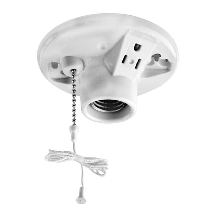 Porcelain Ceiling Lamp Holder with Plug