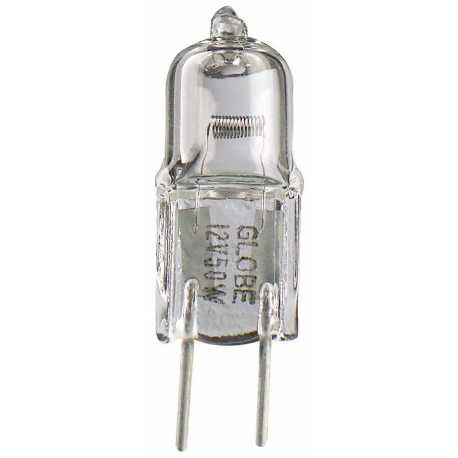 GLOBE ELECTRIC 50W, 12V, T4 Capsule GY6.35 Base Halogen Light Bulbs ...