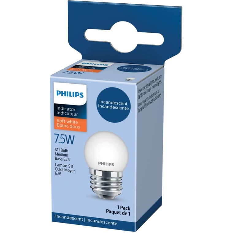 7.5W S11 Medium Base Soft White Indicator Light Bulb