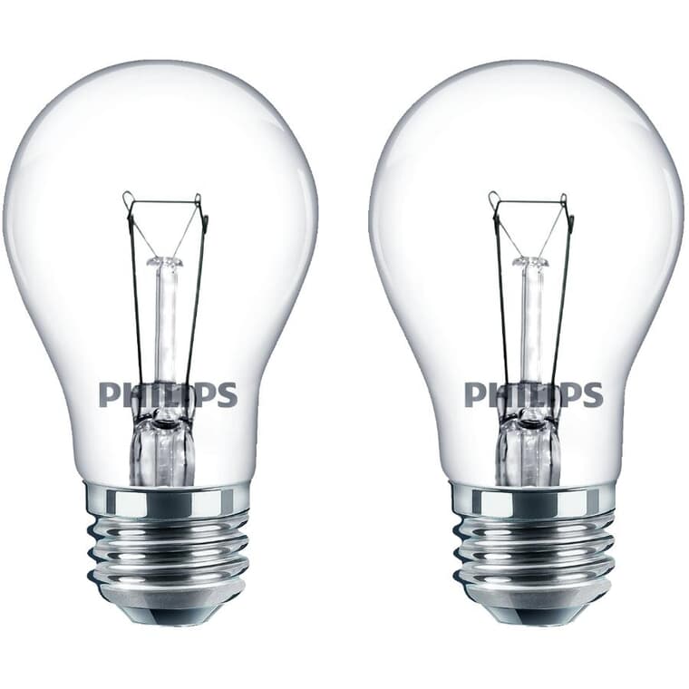 40W A15 Medium Base Clear Appliance Light Bulbs - 2 Pack