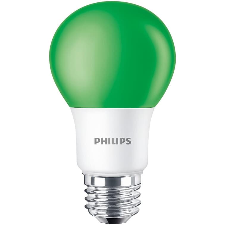 8W A19 Medium Base Non-Dimmable Green LED Light Bulb