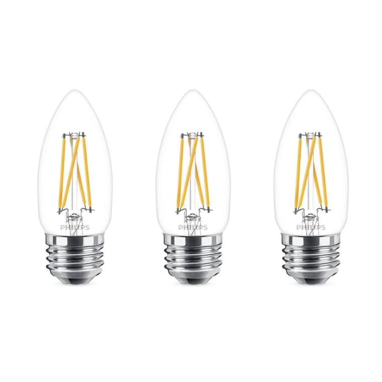 3.5W B11 Medium Base Soft White Warm Glow Dimmable LED Light Bulbs - 3 Pack